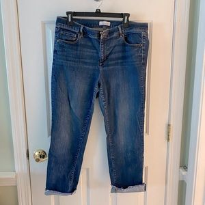 Ann Taylor loft curvy crop dark wash jean capris